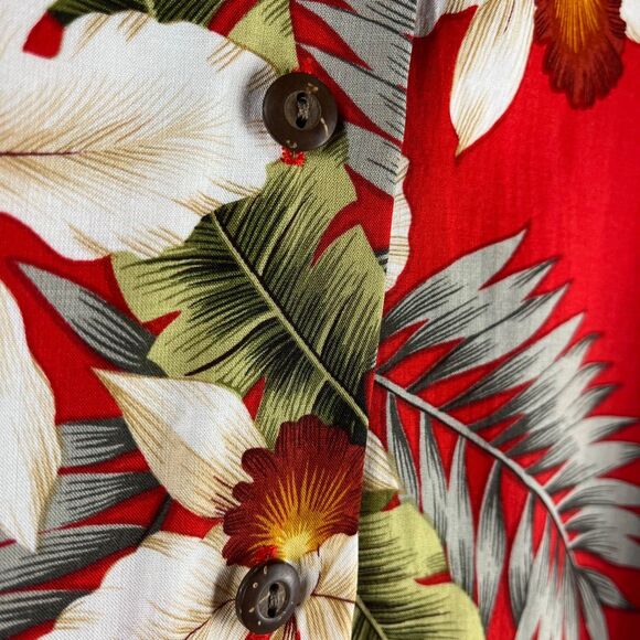 Vintage Two Palms Hawaiian Shirt Women's Size 3XL Button Up Tropical Red - Picture 2 of 5